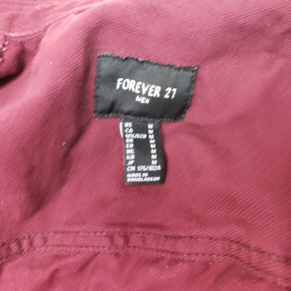 Forever 21 Men's Burgundy Denim Jean Jacket Sz M RARE EXCELLENT CONDITION!!! - Picture 6 of 7